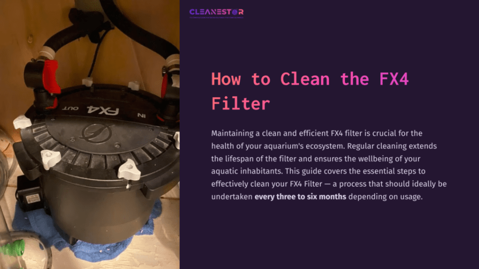 Fx4 Filter Sitting On A Blue Towel, Featuring A Black Body With White Knobs, Against A Wooden Backdrop, Emphasizing Aquarium Maintenance.