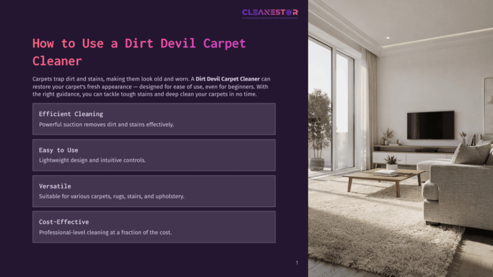 1 How To Use A Dirt Devil Carpet Cleaner A Modern Living Room With A Large, Fluffy White Carpet, A Grey Sofa, And A Wooden Coffee Table In Front Of A Television.