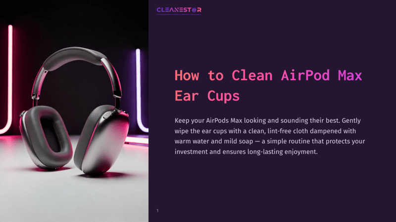 1 How To Clean Airpod Max Ear Cups A Pair Of Sleek, Silver Airpods Max Headphones Are Displayed Prominently, With Their Plush Ear Cups Facing The Viewer. The Background Features Vibrant Pink And Purple Neon Lighting, Creating A Modern And Luxurious Atmosphere. Text On The Right Reads &Quot;How To Clean Airpod Max Ear Cups.