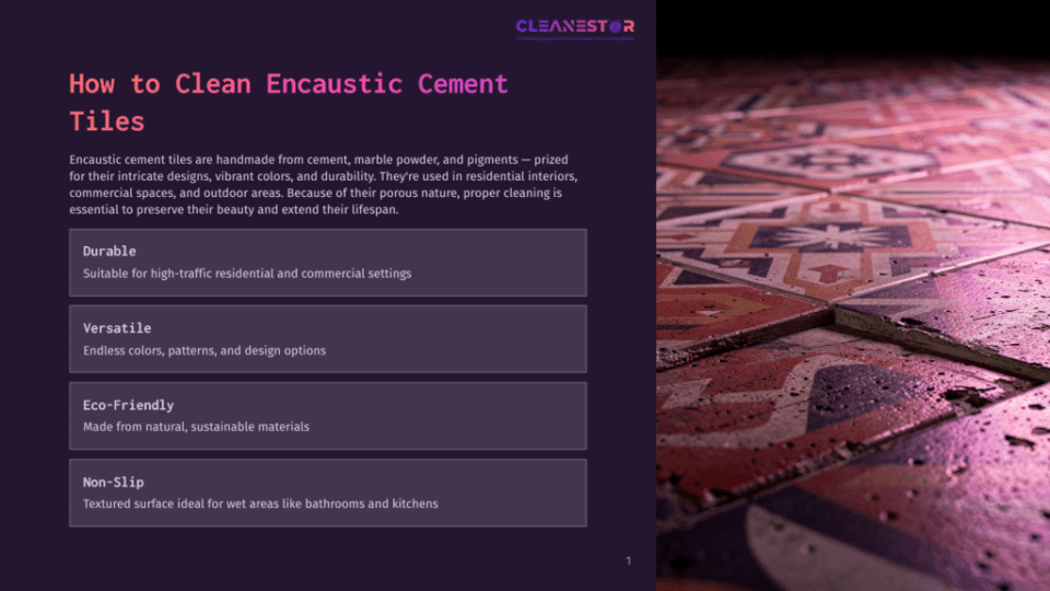 1 How To Clean Encaustic Cement Tiles A Close-Up Of A Beautiful Pink And Purple Encaustic Cement Tile With Intricate Patterns, Showcasing The Durable, Versatile, And Eco-Friendly Qualities Of These Tiles.