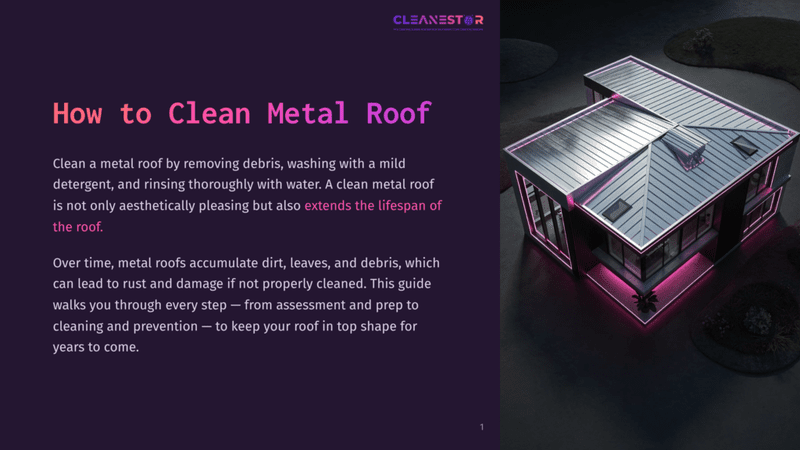 1 How To Clean Metal Roof A Modern House With A Sleek Metal Roof Is Illuminated With A Soft Pink Light At Night, Showcasing Its Architectural Design And Clean Appearance.
