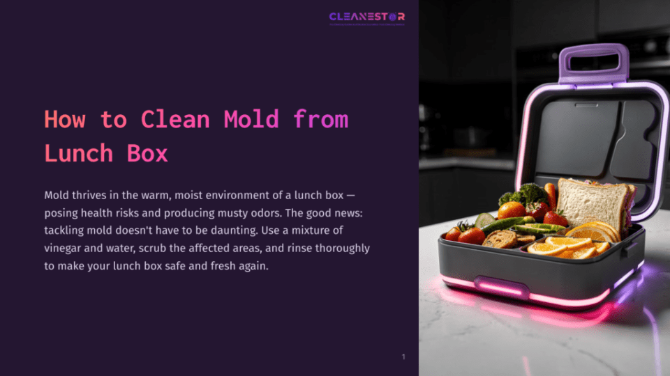1 How To Clean Mold From Lunch Box A Modern, Illuminated Lunch Box Filled With Healthy Food, With The Text &Quot;How To Clean Mold From Lunch Box&Quot; On The Left.