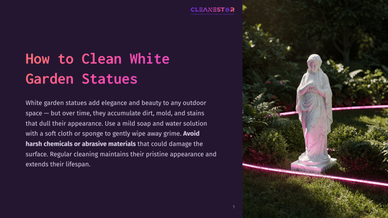 1 How To Clean White Garden Statues A Pristine White Garden Statue Stands Elegantly Amidst Lush Greenery, With Soft Pink Lighting Highlighting Its Delicate Features Under A Twilight Sky.