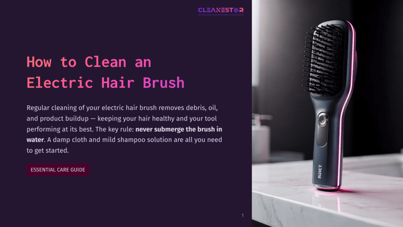 1 How To Clean An Electric Hair Brush A Sleek Black And Pink Electric Hair Brush Rests On A Marble Countertop, Illuminated By A Soft Pink Light. The Setting Appears To Be A Modern Bathroom With A Blurred Background, Emphasizing The Brush'S Design And Technology.