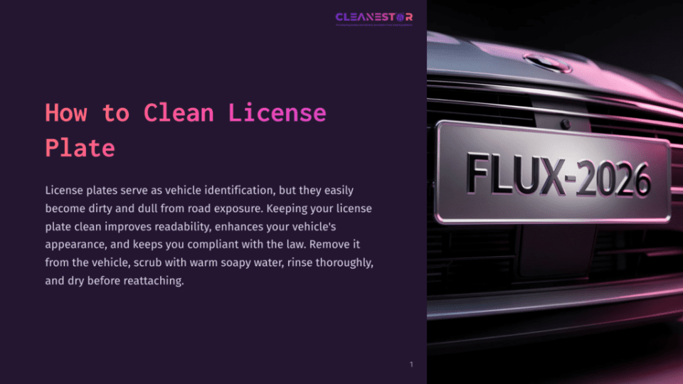 1 How To Clean License Plate Close-Up Of A Shiny License Plate With The Text &Quot;Flux-2026,&Quot; Featuring A Dark Background And A Silver Vehicle In The Foreground.