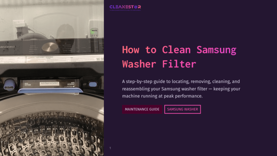 Samsung Washing Machine With An Open Filter Access Panel, Displaying A Clean Filter And Surrounding Grey And Black Controls.