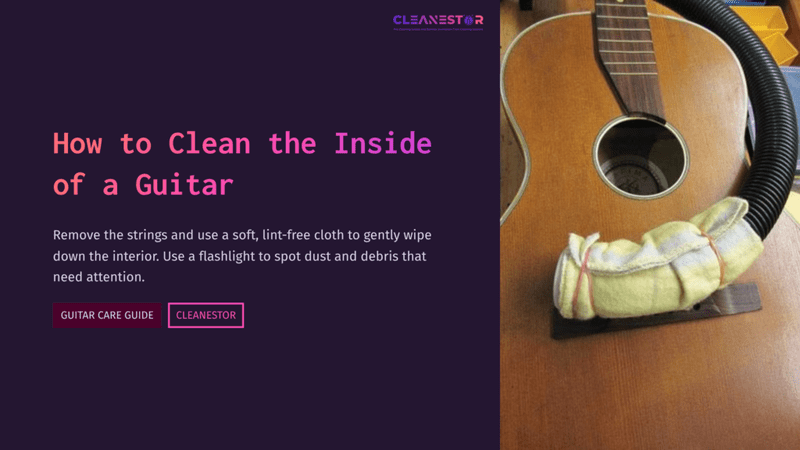 1 How To Clean The Inside Of A Guitar A Close-Up Of An Acoustic Guitar With A Clean Beige Cloth Resting On The Body, Highlighting The Sound Hole And Strings Removed.