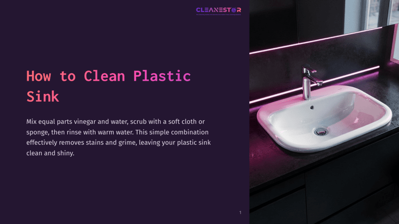 1 How To Clean Plastic Sink A Clean White Sink With A Modern Chrome Faucet Sits On A Dark Countertop, Illuminated By Bright Pink Neon Lights. The Text &Quot;How To Clean Plastic Sink&Quot; Is Overlaid In Large White And Purple Font.
