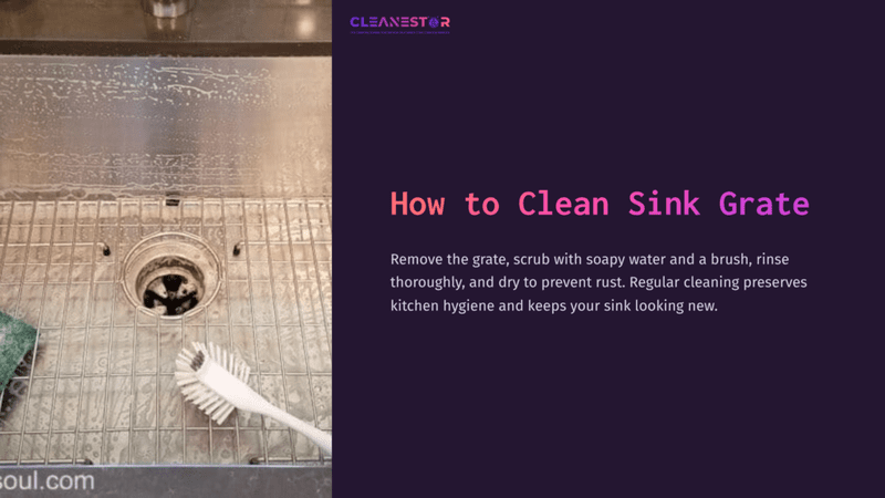 1 How To Clean Sink Grate A Stainless Steel Sink Grate With A Brush And Soapy Water Nearby, Showcasing Clean Tools For Maintaining Sink Hygiene.