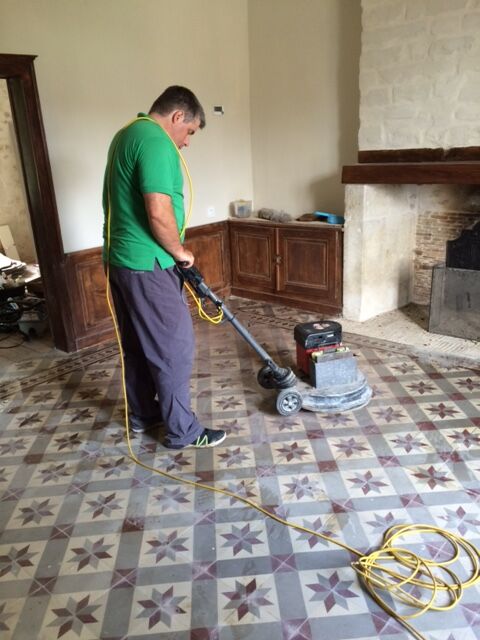 Encaustic Cement Tile During Cleaning At The French Chateaux Reims 0442 How To Clean Cement Tile Floors