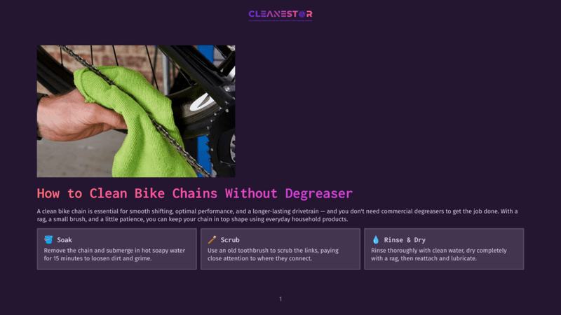 1 How To Clean Bike Chains Without Degreaser A Gloved Hand Wipes A Bicycle Chain With A Bright Green Microfiber Cloth, Showing How To Clean Bike Chains Without Degreaser.