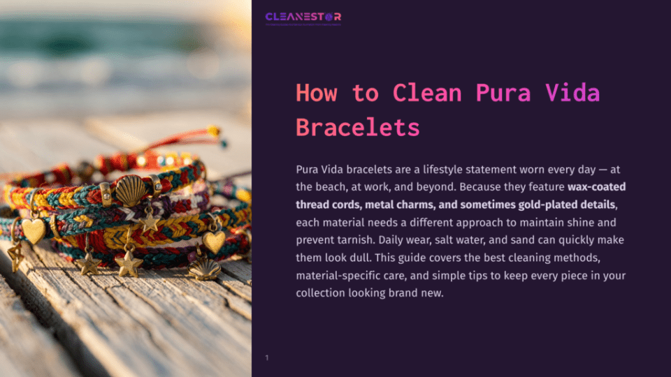 1 How To Clean Pura Vida Bracelets A Close-Up Of Colorful Pura Vida Bracelets With Wax-Coated Threads, Metal Charms, And Gold-Plated Details, Resting On Weathered Wooden Planks.