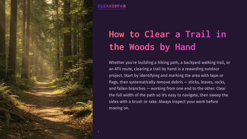 1 How To Clear A Trail In The Woods By Hand Sunlight Streams Through A Dense Forest, Illuminating A Winding Dirt Path. Tall Trees With Lush Green Foliage Line The Trail, Creating A Serene And Inviting Atmosphere For A Hike Or Outdoor Adventure.
