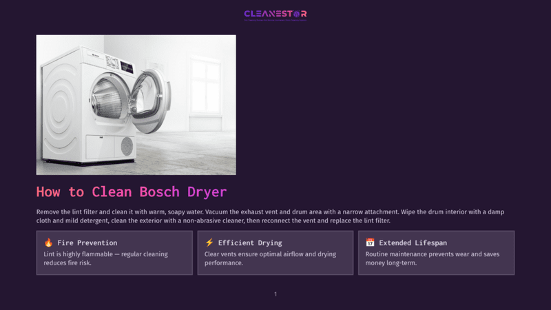1 How To Clean Bosch Dryer A White Bosch Dryer With A Loading Door Open, Set Against A Clean, White Background, Showcasing Its Interior Drum And Exhaust Vent.