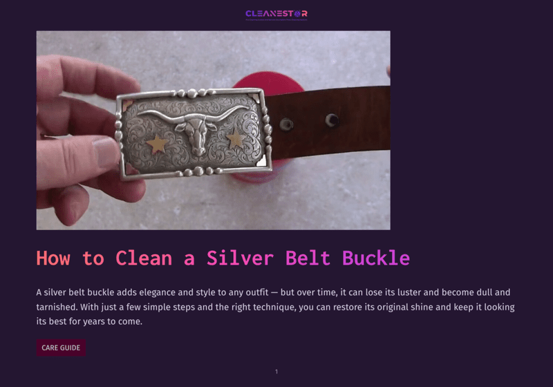 1 How To Clean A Silver Belt Buckle Close-Up Of A Hand Holding A Tarnished Silver Belt Buckle With A Steer Head Design And Gold Stars, Attached To A Brown Leather Belt.