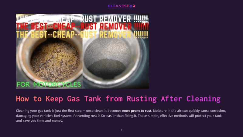 1 How To Keep Gas Tank From Rusting After Cleaning Before And After Comparison Of A Rusty Motorcycle Gas Tank Being Cleaned, Showing The &Quot;Best Cheap Rust Remover&Quot; For Motorcycles.
