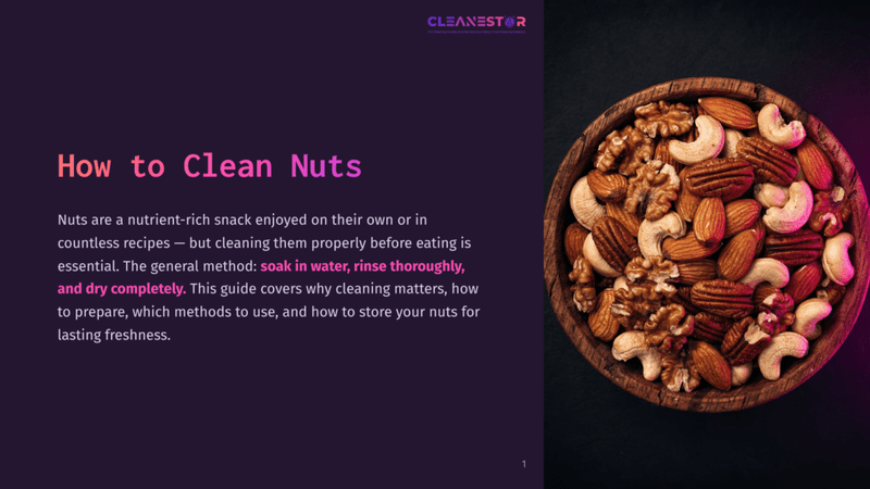 1 How To Clean Nuts A Rustic Wooden Bowl Overflows With A Colorful Mix Of Raw, Unshelled Nuts Including Almonds, Walnuts, And Cashews, Set Against A Dark, Textured Background. The Text &Quot;How To Clean Nuts&Quot; Is Visible On The Left.