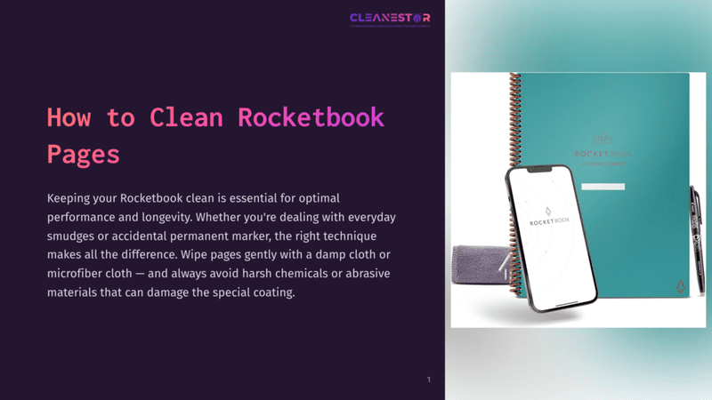 1 How To Clean Rocketbook Pages A Teal Rocketbook Notebook And Phone Are Displayed Next To A Microfiber Cloth And Pen, Illustrating How To Clean Rocketbook Pages.