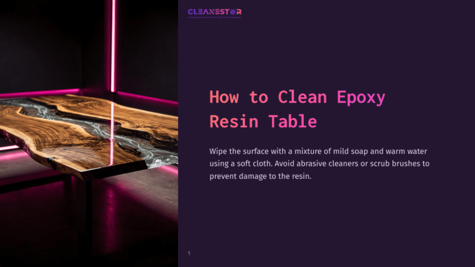 1 How To Clean Epoxy Resin Table 1 A Wooden Epoxy Resin Table With A Unique Grain Pattern, Illuminated By Pink Led Lights, On A Dark Background.