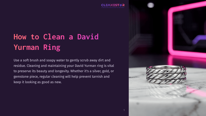 1 How To Clean A David Yurman Ring A Silver David Yurman Ring Resting On A Marble Surface, With A Dark Purple Background And Bright Pink Accents In The Layout.