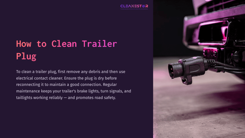 1 How To Clean Trailer Plug Close-Up Of A Trailer Plug Connected To A Vehicle, With A Focus On Its Clean, Black Surface Against A Dark Background.