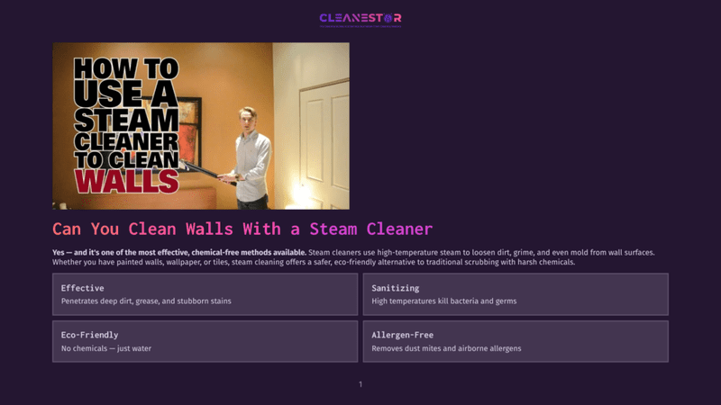 1 Can You Clean Walls With A Steam Cleaner A Man Demonstrates How To Clean Walls With A Steam Cleaner, With The Text &Quot;How To Use A Steam Cleaner To Clean Walls&Quot; Overlaid On The Image.