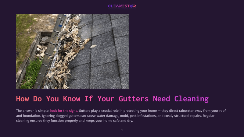 1 How Do You Know If Your Gutters Need Cleaning Clogged Gutter Filled With Dry Leaves And Debris, Obscuring The Roof And Downspout, Indicating A Need For Gutter Cleaning.