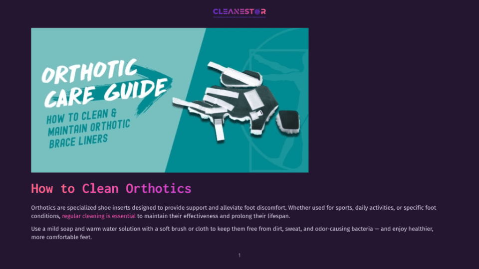 1 How To Clean Orthotics Orthotic Care Guide Title Card With The Text &Quot;Orthotic Care Guide: How To Clean &Amp; Maintain Orthotic Brace Liners&Quot; And An Image Of Clean Orthotic Inserts.
