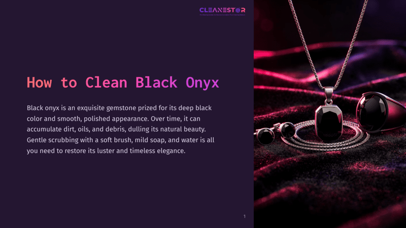 1 How To Clean Black Onyx Close-Up Of Elegant Black Onyx Jewelry, Including A Pendant Necklace And A Ring, Resting On A Dark, Textured Velvet Surface With Dramatic Lighting.