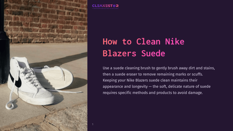 1 How To Clean Nike Blazers Suede A Pair Of White Nike Blazers Shoes Rests On A Brick Surface, With A Cleaning Brush Nearby, Highlighting Suede Care Essentials.