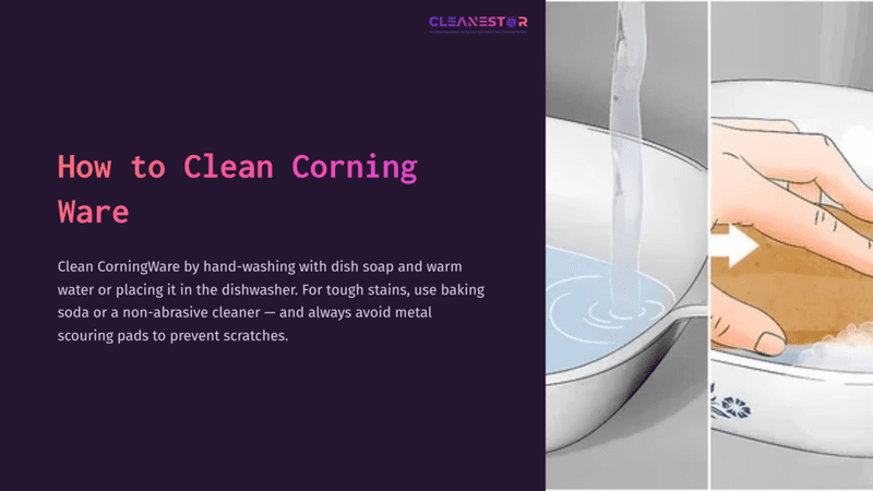 A Hand Holding A Sponge Over A White Bowl As Water Streams Into It, Showcasing Cleaning Corning Ware Effectively.