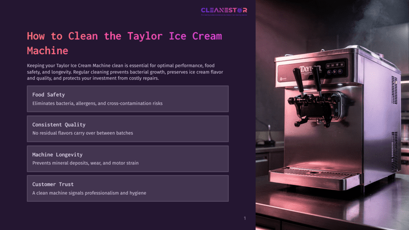 1 How To Clean The Taylor Ice Cream Machine An Image Of A Sleek, Purple Taylor Ice Cream Machine, Designed For Commercial Use, Placed On A Metallic Surface In A Modern Kitchen, Emphasizing The Machine'S Cleanliness And Professional Appearance.