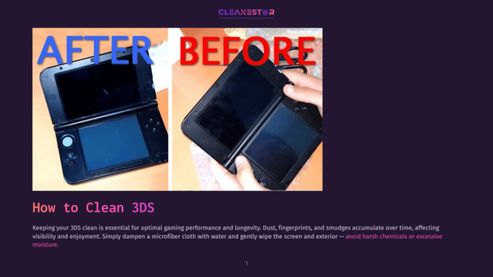 1 How To Clean 3Ds Before And After Cleaning A Nintendo 3Ds Xl. The Left Image Shows A Clean, Shiny 3Ds Xl, While The Right Image Shows A Dirty 3Ds Xl With Smudges And Dust.