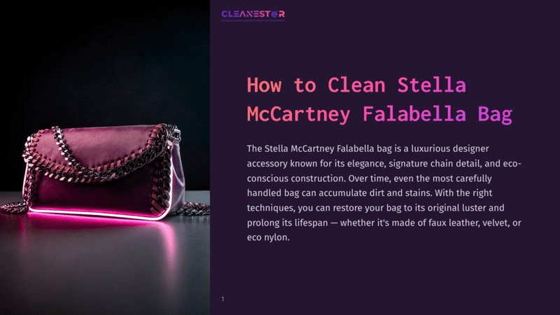 1 How To Clean Stella Mccartney Falabella Bag A Luxurious Purple Stella Mccartney Falabella Bag With A Signature Chain Detail Is Illuminated By Neon Pink Light Against A Dark, Reflective Surface, Showcasing Its Elegant Design.