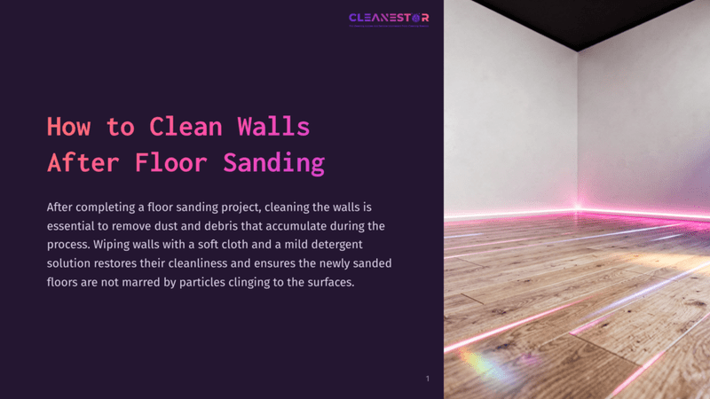 1 How To Clean Walls After Floor Sanding A Modern Room With Polished Wooden Floors And White Walls, Illuminated By Vibrant Pink Neon Light Strips Along The Floor And Walls, Casting Colorful Reflections. The Text &Quot;Cleanestor&Quot; Is Visible In The Upper Right Corner.