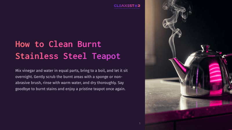 1 How To Clean Burnt Stainless Steel Teapot A Shiny Stainless Steel Teapot Sits On A Dark Surface, With Steam Rising From Its Spout, Surrounded By A Deep Purple Background.