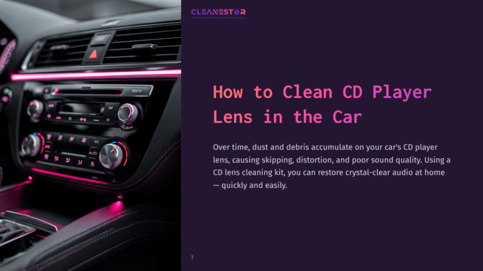 1 How To Clean Cd Player Lens In The Car Close-Up Of A Car'S Dashboard With A Cd Player And Control Panel, Featuring Sleek Design And Ambient Purple Lighting.