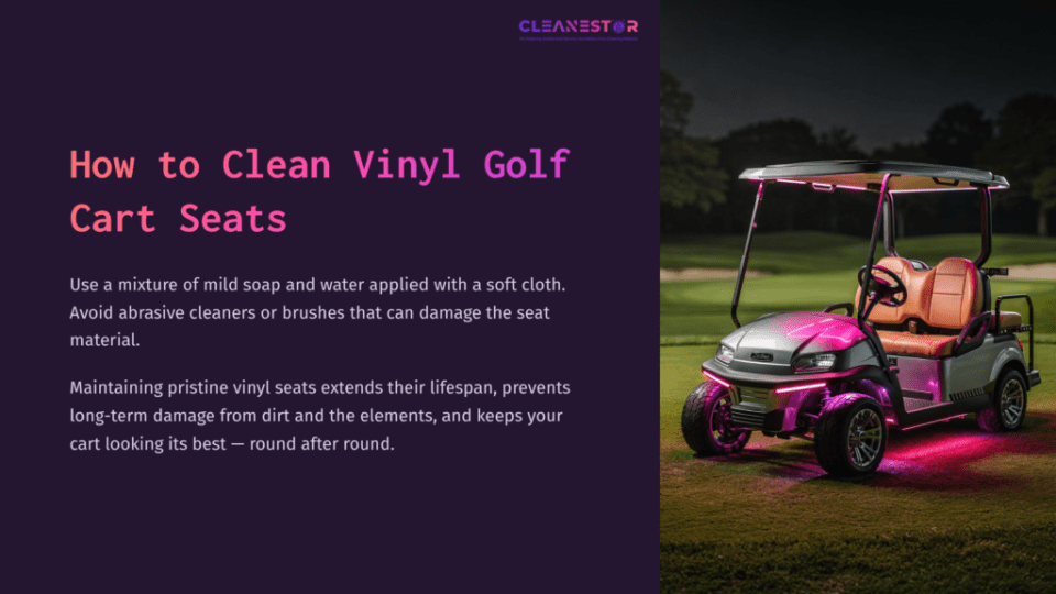 1 How To Clean Vinyl Golf Cart Seats A Pink And Gray Golf Cart On A Green Lawn Under Soft Lighting, Promoting Tips For Cleaning Vinyl Seats.