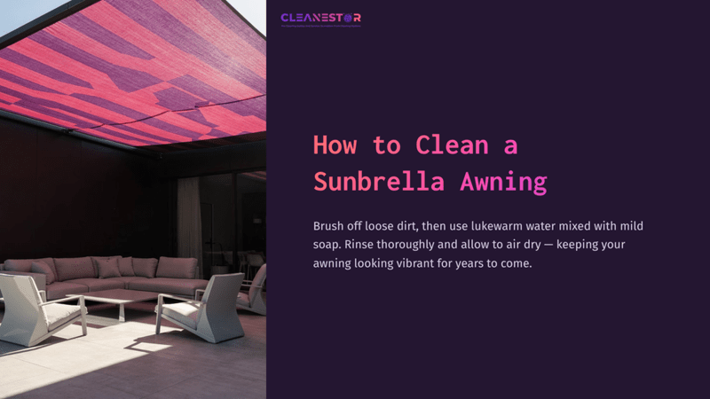 1 How To Clean A Sunbrella Awning A Vibrant Sunbrella Awning In Shades Of Pink And Purple Casts Shade Over A Modern Outdoor Seating Area With Grey Furniture.