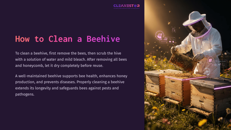 1 How To Clean A Beehive A Beekeeper In Protective Gear Inspects An Open Beehive Surrounded By Flowers, Highlighting The Process Of Cleaning Beehives.